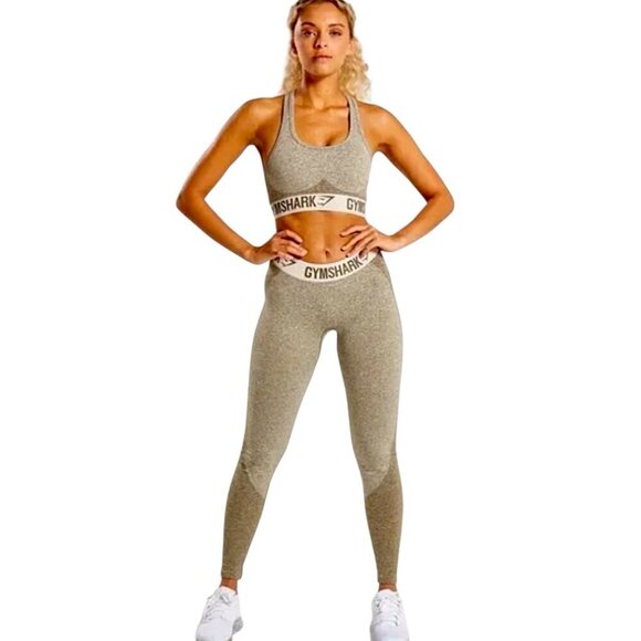 GymShark Flex Contour Low Rise Leggings Green Khaki & Sand - Picture 4 of 14